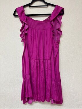 Free People womans sayin Fuchsia Ruffled Sleeveless mini dress size M